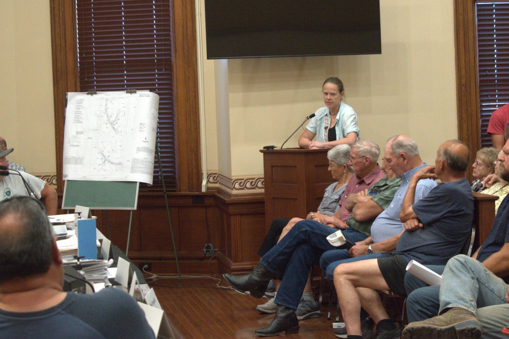 Briana Bartlett, a farmer from Cortland, testifies in support of the proposed data center moratorium Tuesday to the Gage County Planning and Zoning Commission. | June 16, 2026 | Photo: Chase Porter/Courier Nebraska