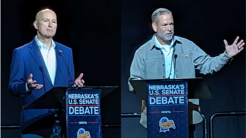 Incumbent Republican US Sen. Pete Ricketts (left) and Independent candidate Dan Osborn (right) participated in their first debate on Tuesday, Sept. 1, at the Nebraska State Fair in Grand Island. | Photos: Chase Porter/Courier Nebraska